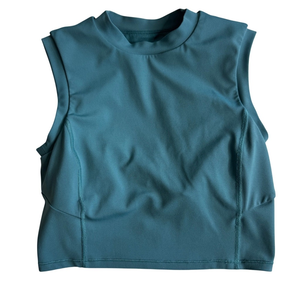 Lululemon Sweat Intention Tank Top Desert Teal Built in Shelf Bra Womens 4